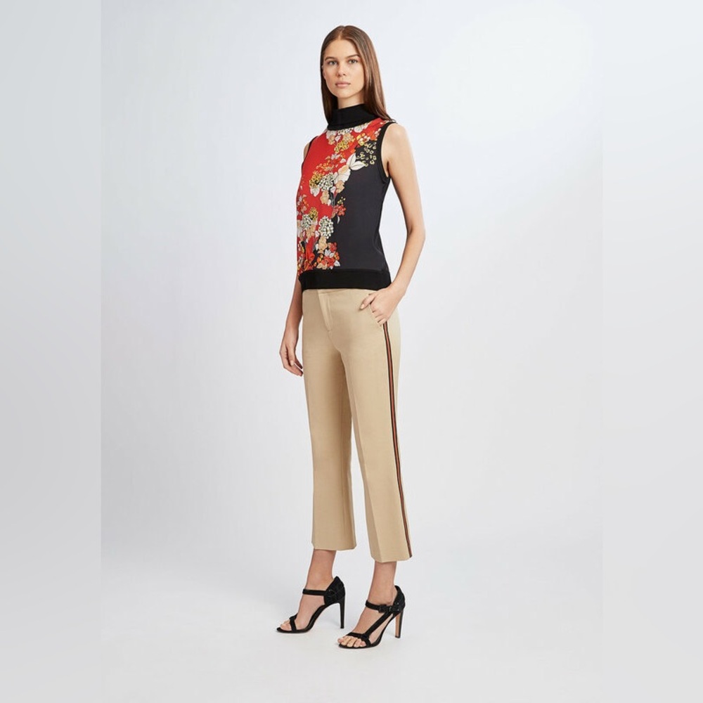 Elie Tahari Silk Sleeveless Mock Neck w/ Floral Pattern